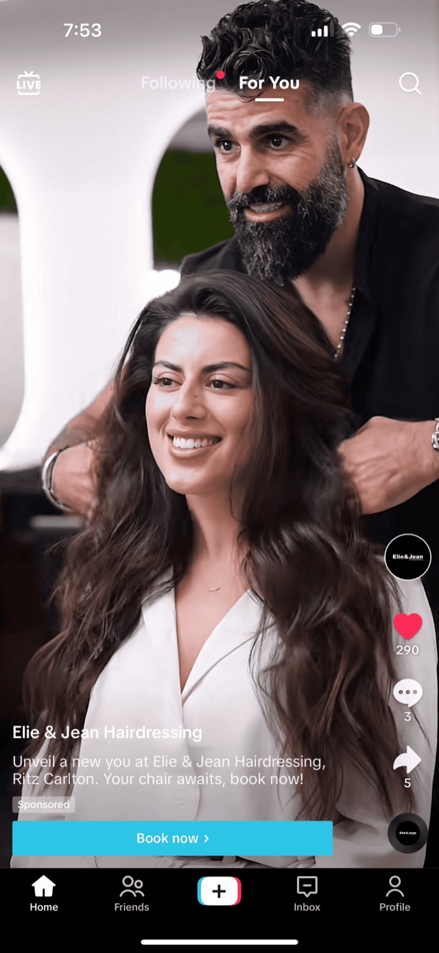 Elie and Jean Hairdressing TikTok booking ad