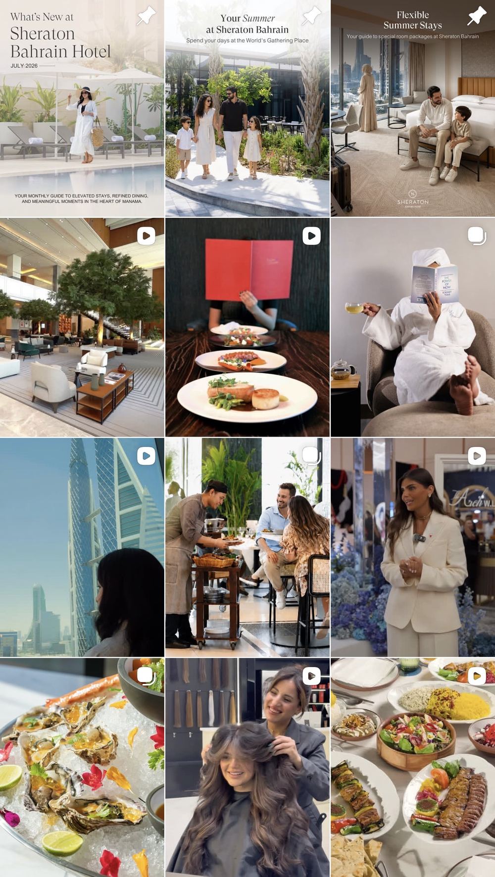 Sheraton Bahrain Hotel Instagram grid, managed by GOamplify