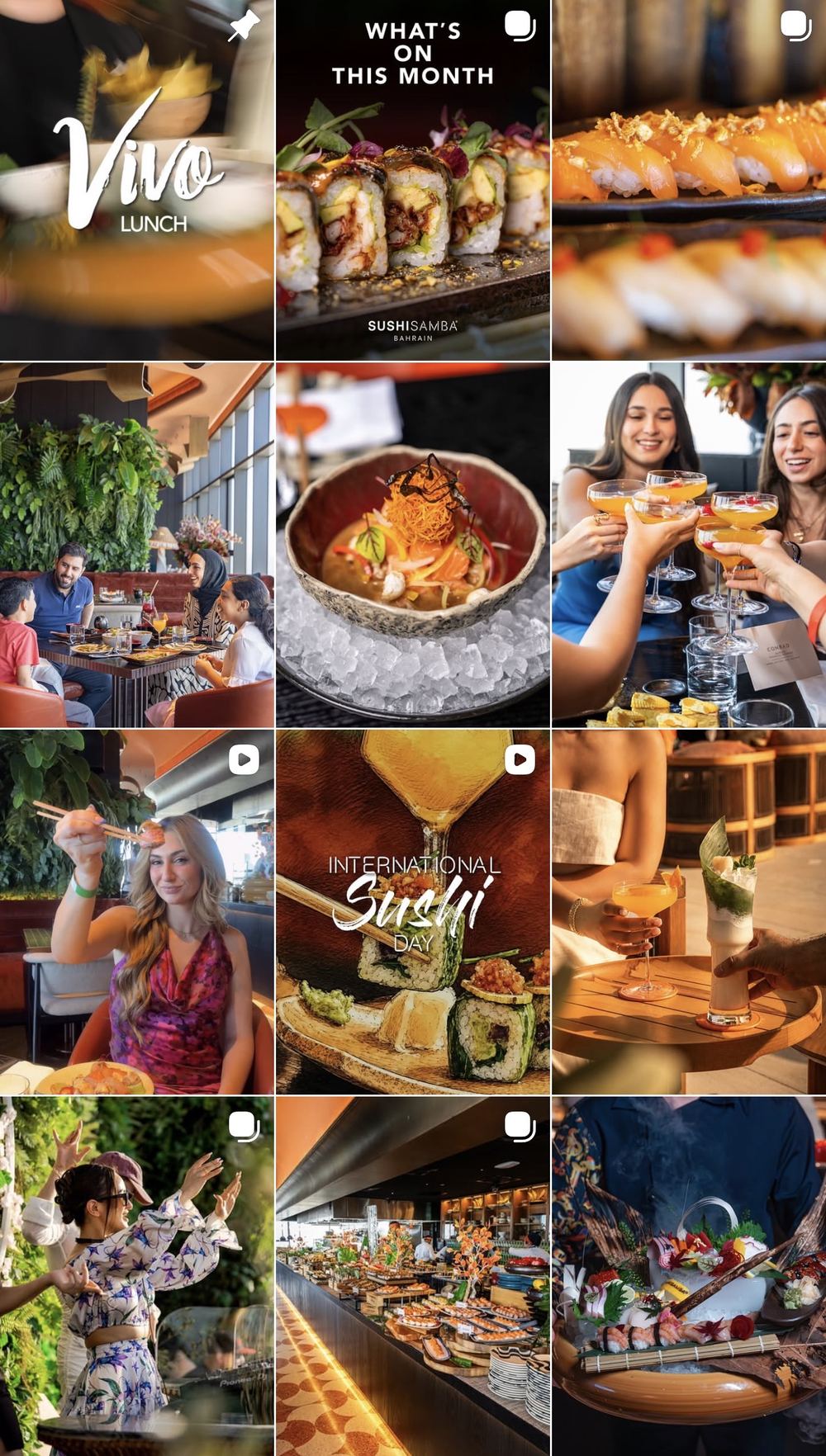 SUSHISAMBA Bahrain Instagram grid, managed by GOamplify