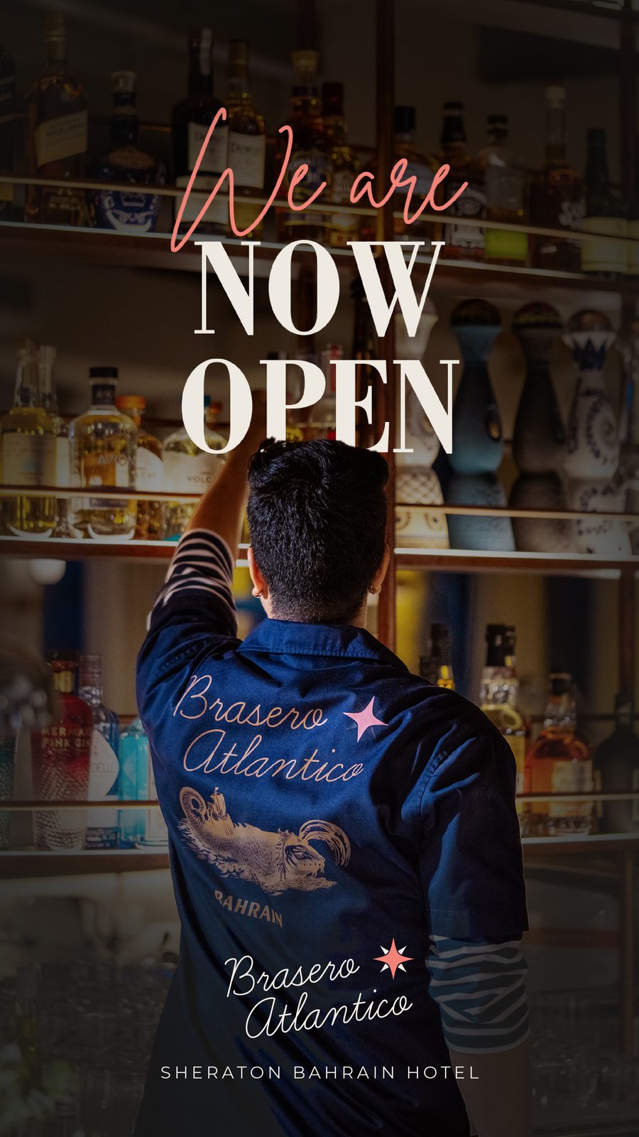 Brasero Atlántico Bahrain social creative: We are now open: launch creative with the kitchen team